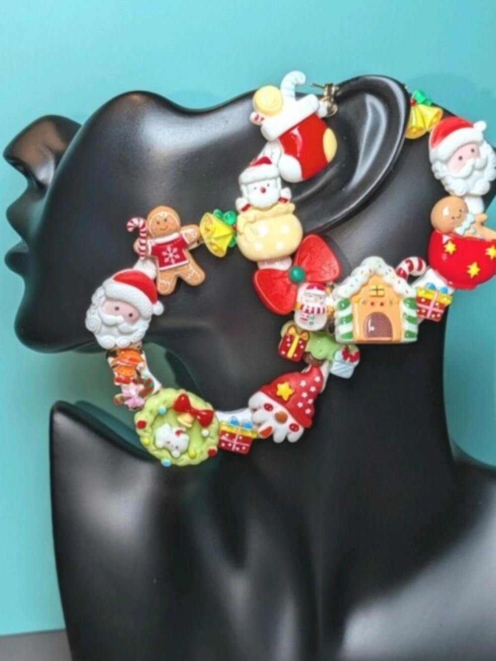 Hand Crafted Holiday Charm Garland - Red, Green, White, Yellow